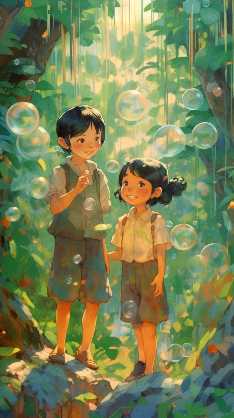 森林唯美动漫儿童节六一春游游玩探险绿色插画,插画/手绘图,插画/手绘图库,插画/手绘图下载,插画/手绘